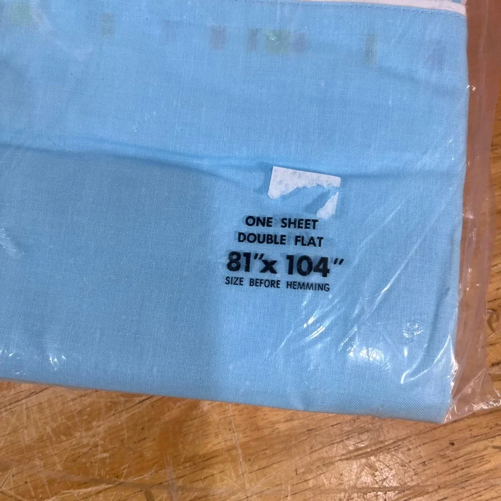 Bibb Flat Sheet Double Vtg Blue Striped No-Iron Muslin 81x104 New NOS